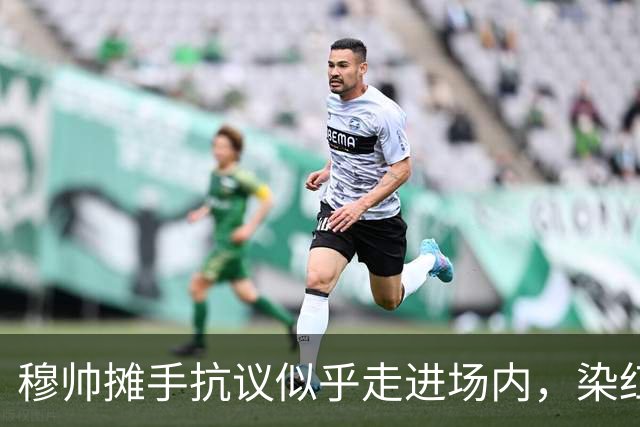 穆帅摊手抗议似乎走进场内，染红后手指自己